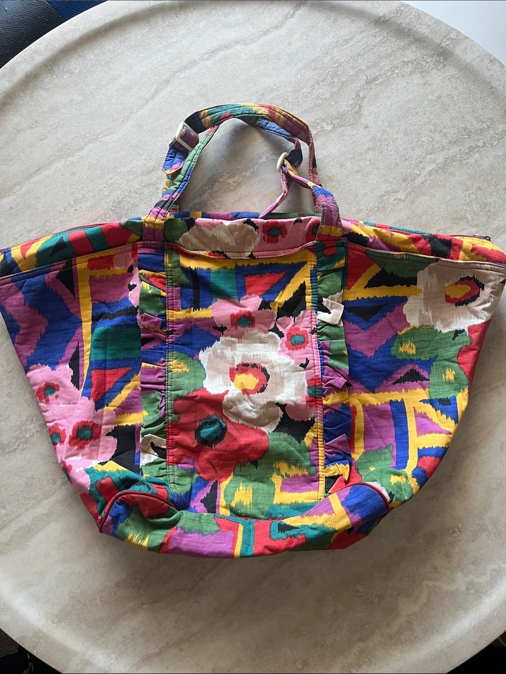 Vintage Multicolor Floral Canvas Tote Bag Everyday Carry